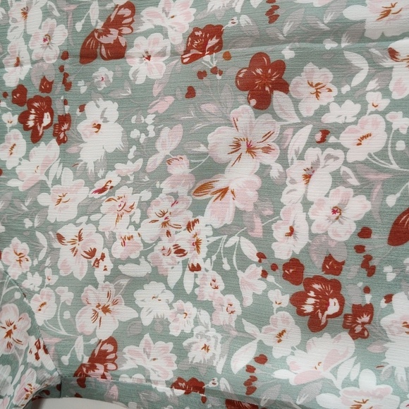 Tunic Blouse Long Sleeve Size XL Boho Green Floral Feminie Flowy Print Flowy - Picture 8 of 11